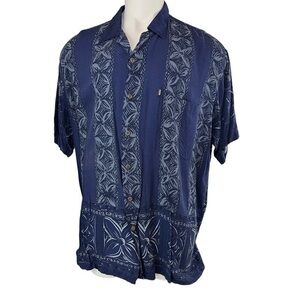 Pineapple Connection 2XB Mens Button Front Hawaiian Shirt Aloha Blue White (122)